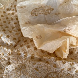 Fawn Tussar Silk Chikankari Kurta Piece - Image 3