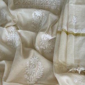 Charming Chanderi Pearl work kurta dupatta set - Image 2