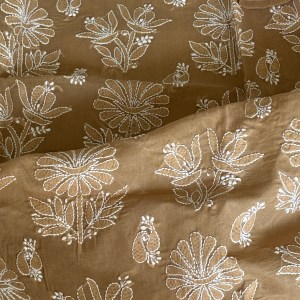 Camel Brown cotton voil Chikankari kurti - Image 3