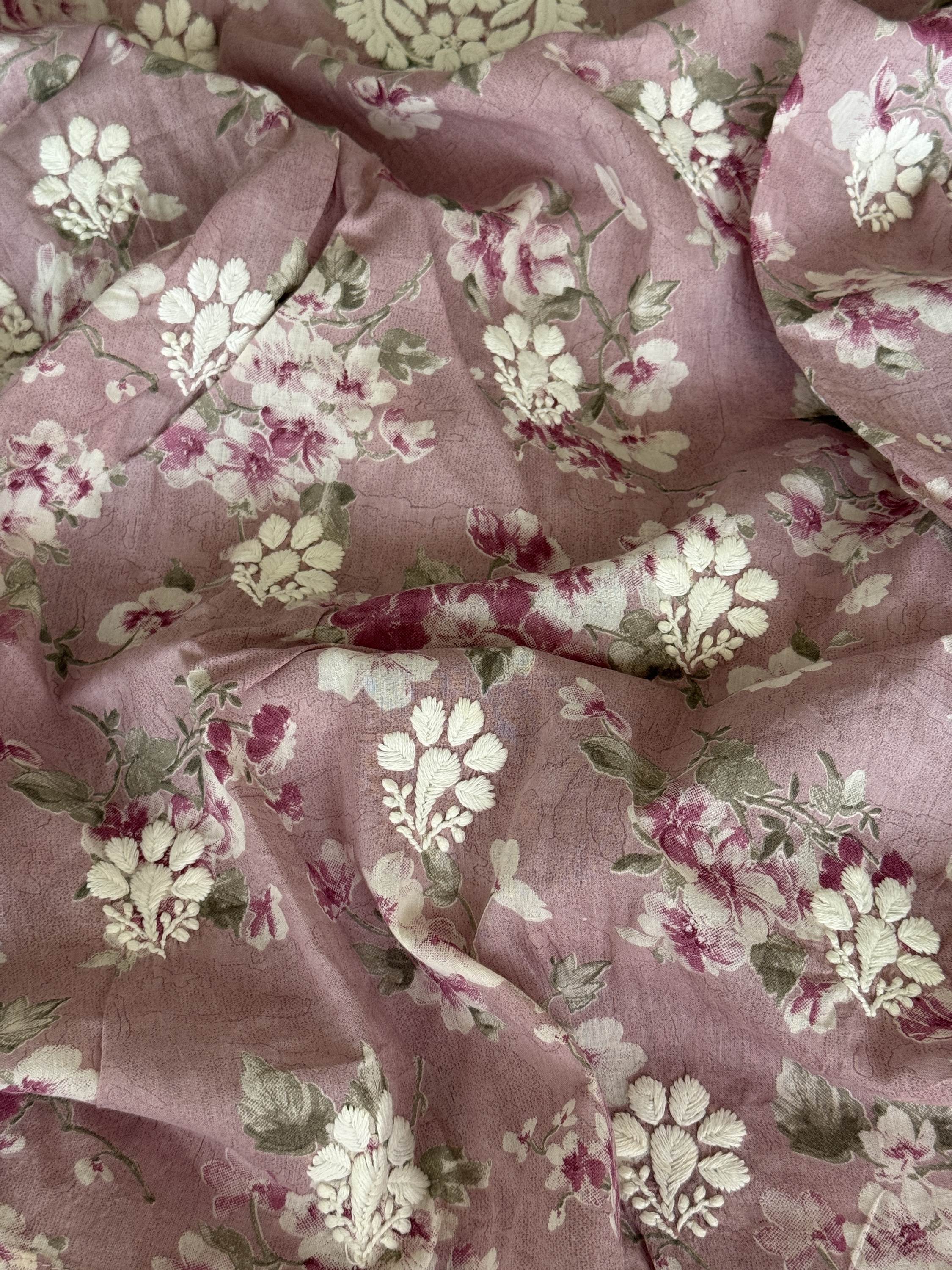 Onion pink floral pure cotton mulmul kurti - Image 4