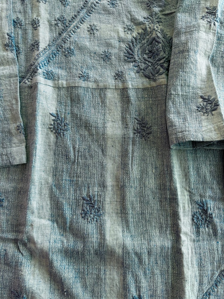 Dual tone indigo Kala cotton Chikankari kurti