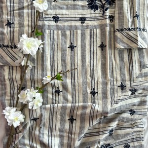 Indigo dual stripe kala cotton Chikankari kurti - Image 2