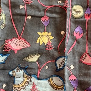 Grey pure Muga silk handmade Kalamkari semi-stitched Chikankari kurti - Image 2