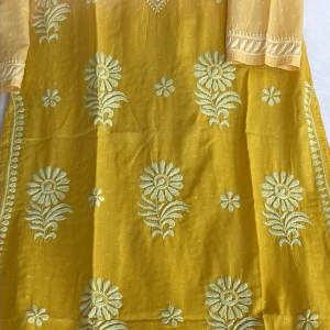 Gold yellow ombré pure cotton kurti - Image 3