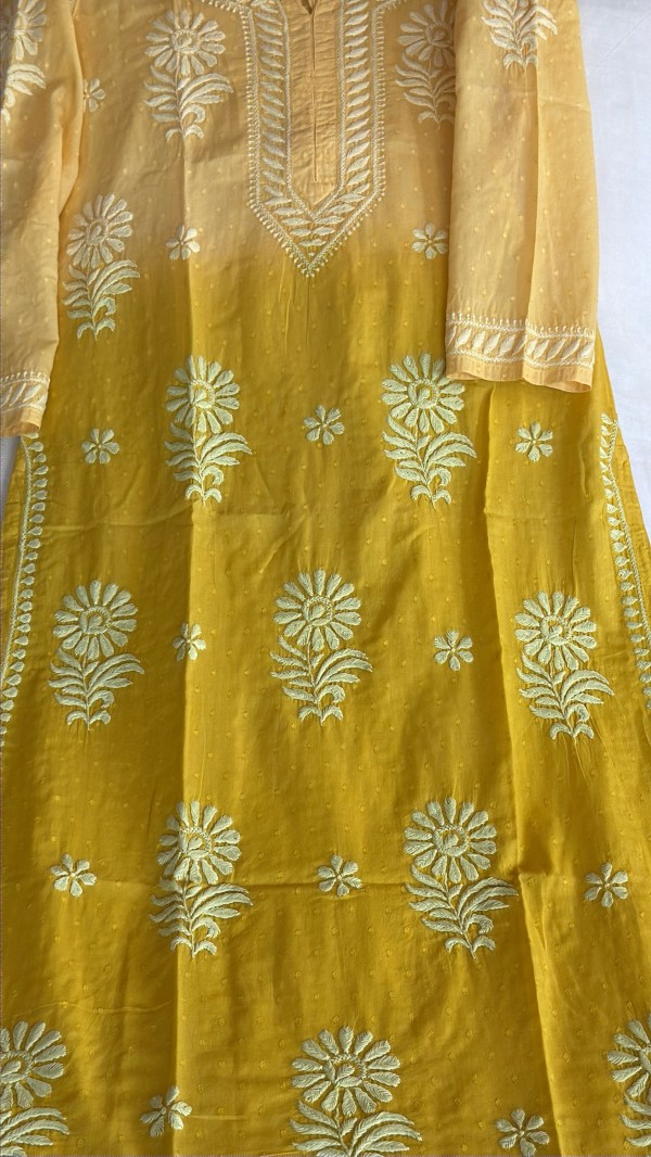 Gold yellow ombré pure cotton kurti