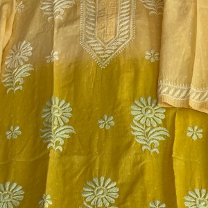 Gold yellow ombré pure cotton kurti - Image 2