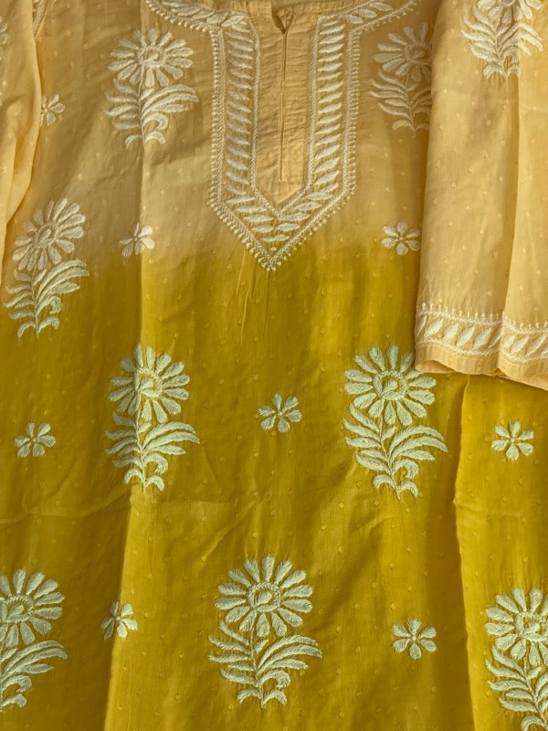 Gold yellow ombré pure cotton kurti