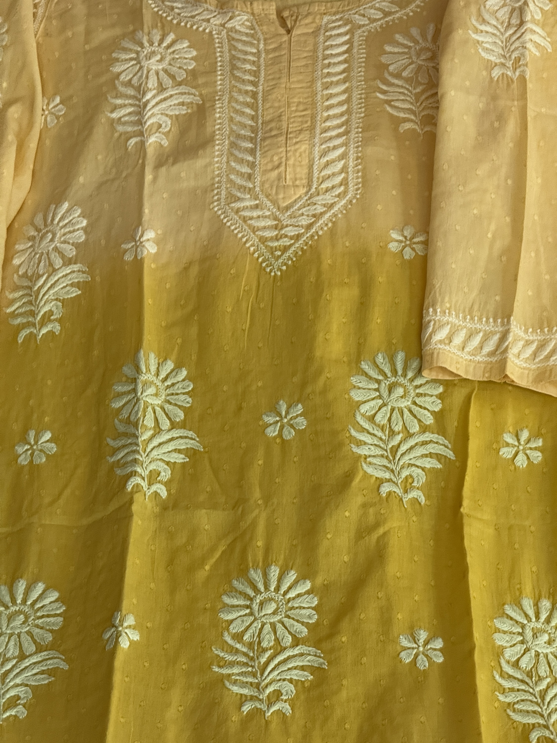 Gold yellow ombré pure cotton kurti - Image 2