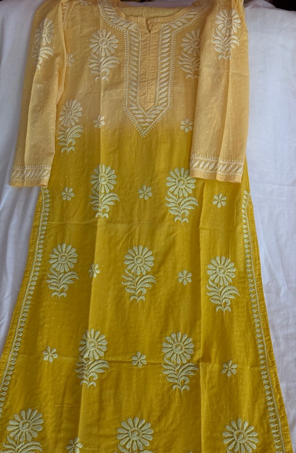 Gold yellow ombré pure cotton kurti