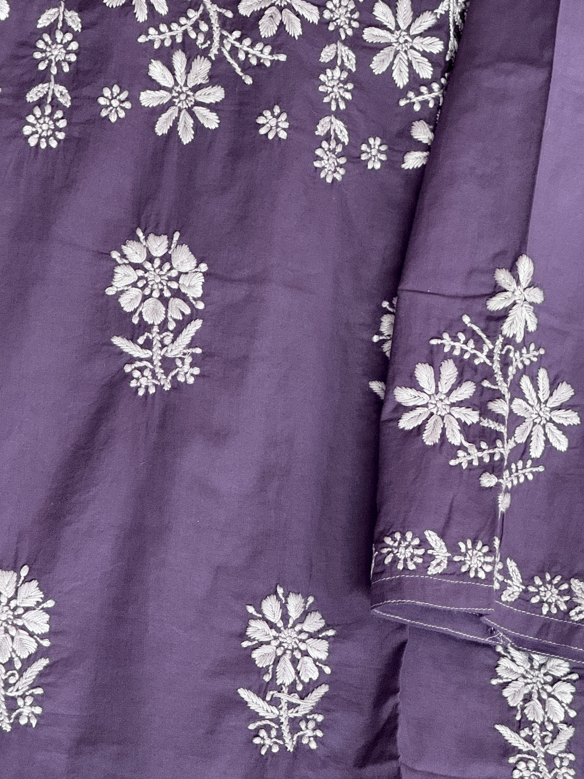Iris purple pure cotton Chikankari kurti - Image 2