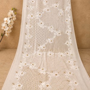 Classic ivory & gold handcrafted mukaish work saree with blouse. A master craftsman piece. - Image 3
