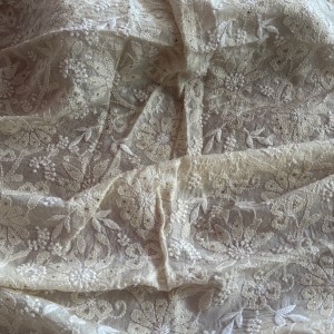 Off-white pure Tussar silk Chikankari blouse piece (one metre) - Image 4