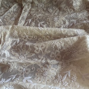 Off-white pure Tussar silk Chikankari blouse piece (one metre) - Image 3
